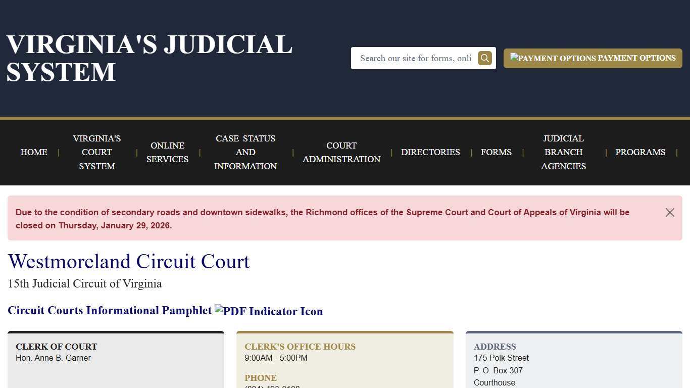 Westmoreland Circuit Court Virginia Court System